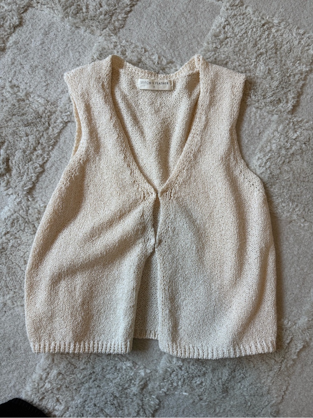 Cream Knit Sleeveless Top